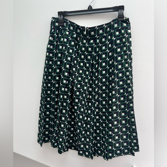 J. Crew Sz 10 A-line Skirt w/ Blue,Green, and White Geometric Pattern - Picture 2 of 8